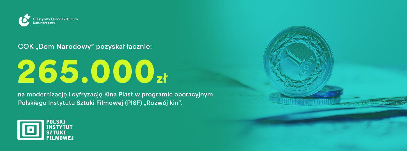 265 000 zł na modernizację i cyfryzację Kino Piast w Cieszynie!